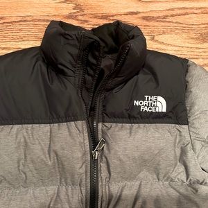 North Face Grey and Black Puffer Coat/Jacket - size 7/8